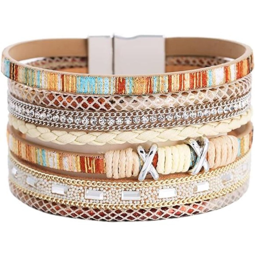 Leather multilayer bracelet Ladies bracelet women closure - Picture 1 of 7